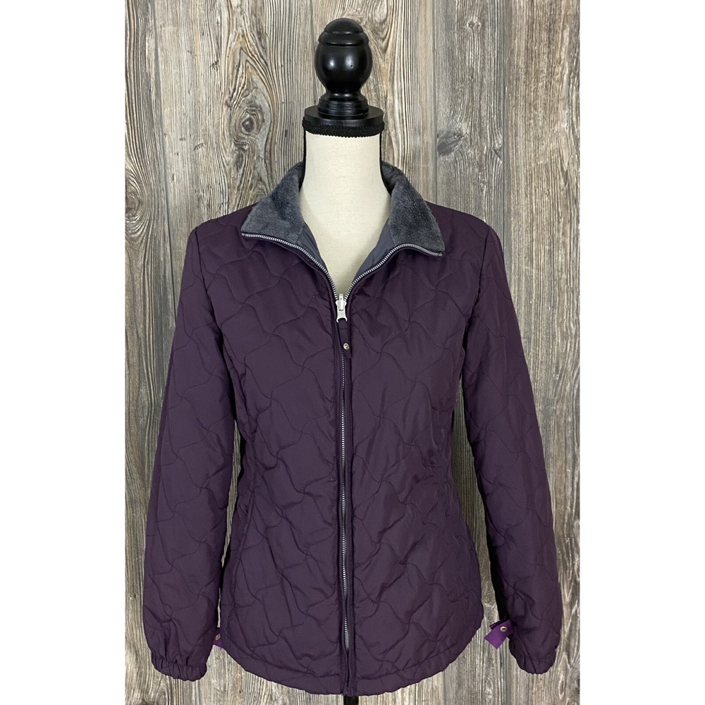 Free Country Quilted Jacket Plum Purple Small Fleece Lined, Full‎ Zip